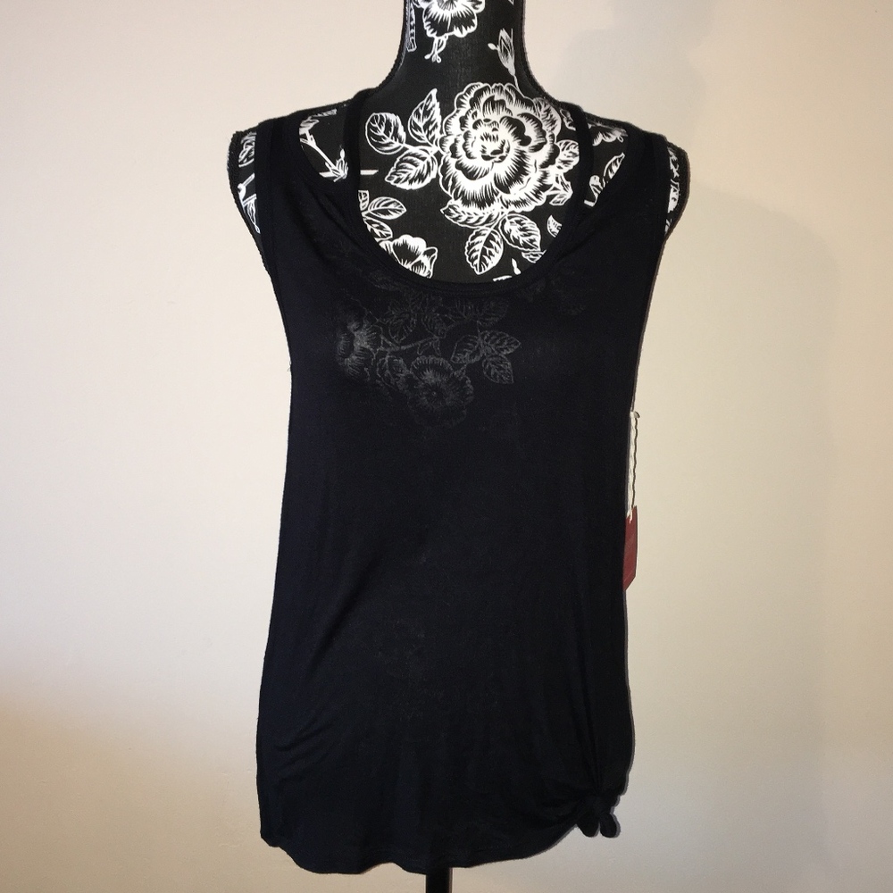 Black Tank Top with Front Knot